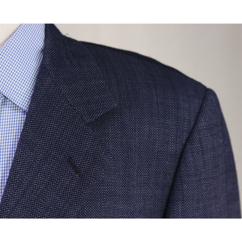 Pal Zileri Navy Blue Knit Woven Wool 3-Btn Sportcoat Blazer 44L - Picture 4 of 9
